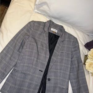 Calvin Klein Black and White Checkered Blazer